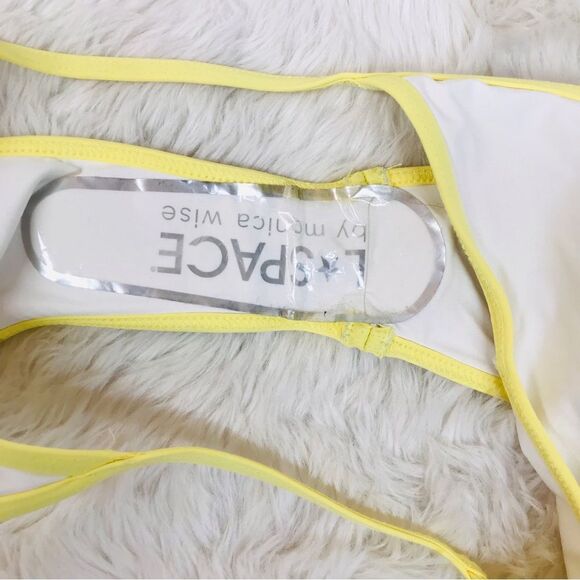 L*SPACE Ari Bikini Top Tommy String Bikini Bottom White Yellow XS Small‎ New - Picture 9 of 10